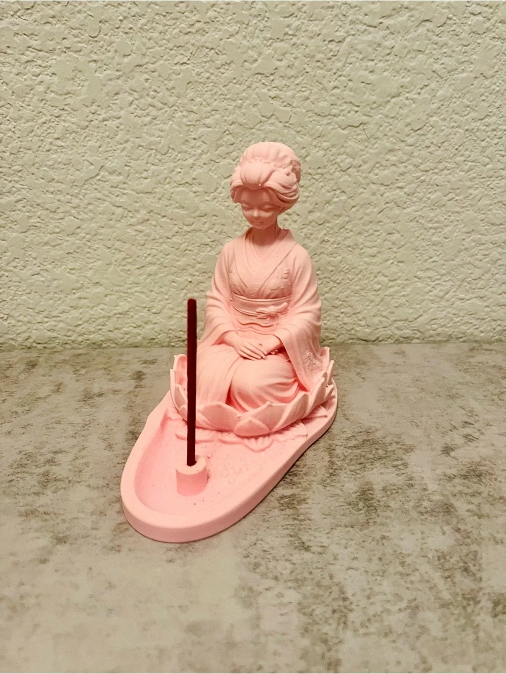Pink Ceramic Geisha Incense Holder - Elegant Home Accent